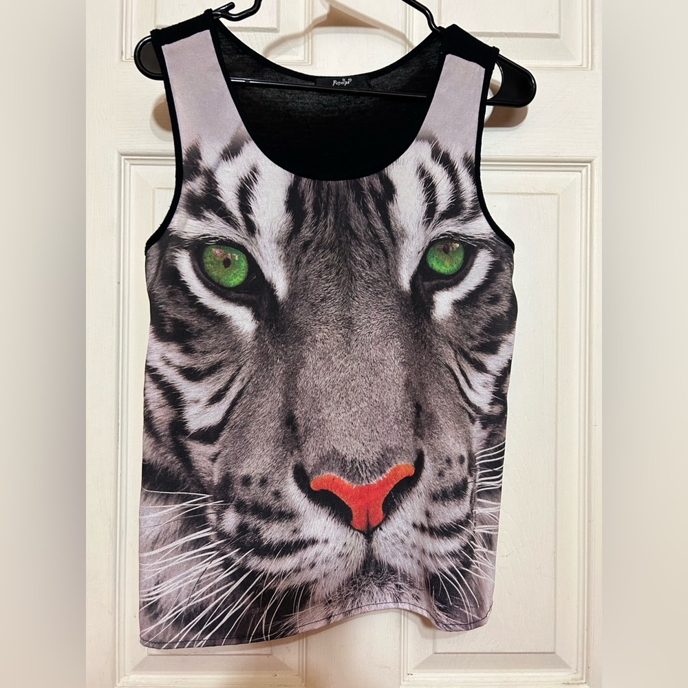 sleeveless Tiger face print tank top Small